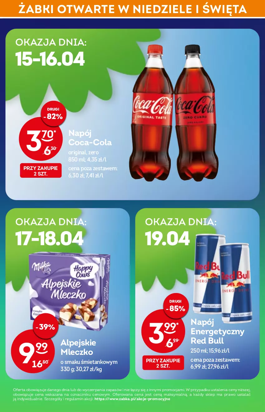 Gazetka promocyjna Żabka - ważna 13.04 do 19.04.2022 - strona 5 - produkty: Coca-Cola, Gin, Mleczko, Napój, Napój energetyczny, Red Bull