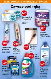 Gazetka promocyjna Żabka - Gazetka - ważna od 19.04 do 19.04.2022 - strona 48 - produkty: Top, Pur, Wellaflex, Papier, Persil, Rajstopy, Tampony, Varta, Velvet, Wella, Płyn do płukania, Ręcznik, O.B., Lenor, Ambi Pur, Lakier