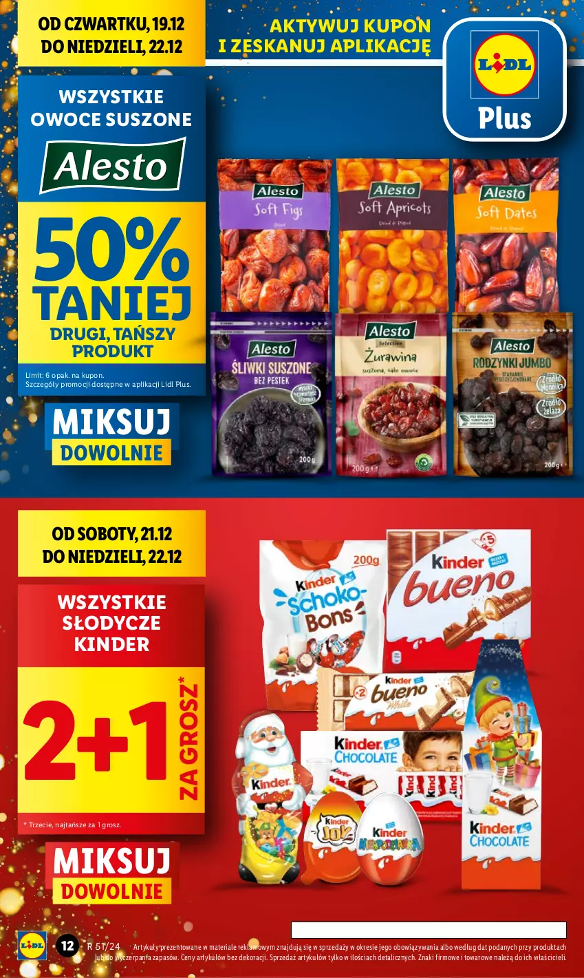 Gazetka promocyjna Lidl - GAZETKA - ważna 19.12 do 22.12.2024 - strona 12 - produkty: Kinder, Owoce, Owoce suszone