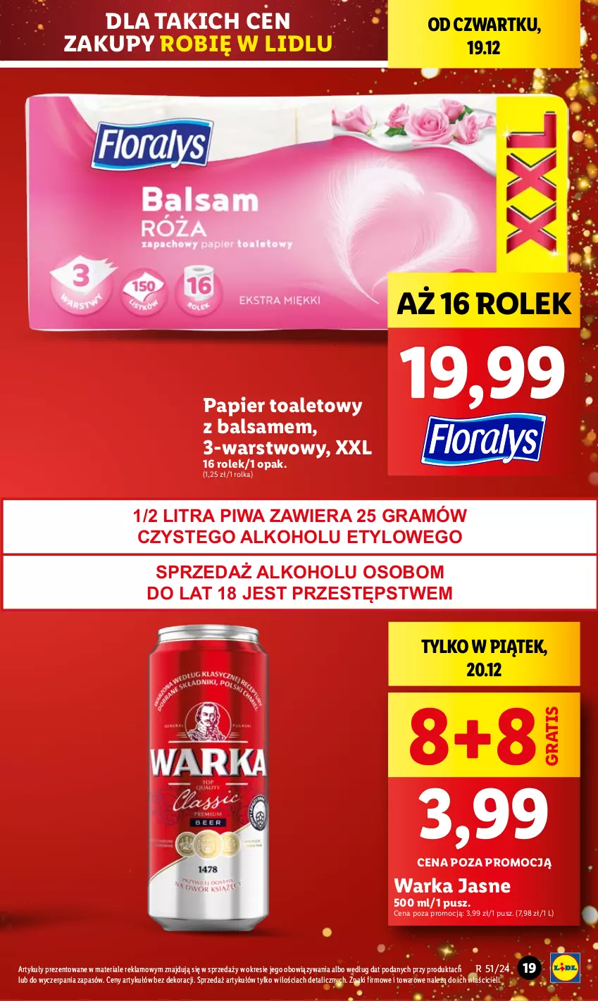 Gazetka promocyjna Lidl - GAZETKA - ważna 19.12 do 22.12.2024 - strona 19 - produkty: Gra, Papier, Papier toaletowy, Piwa, Warka