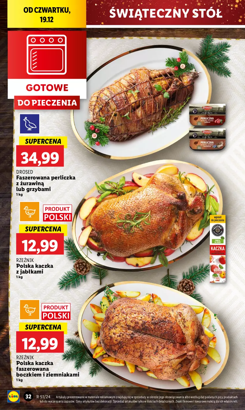 Gazetka promocyjna Lidl - GAZETKA - ważna 19.12 do 22.12.2024 - strona 36 - produkty: Fa, Jabłka, Kaczka, Kaczka faszerowana, Perliczka, Piec, Stół