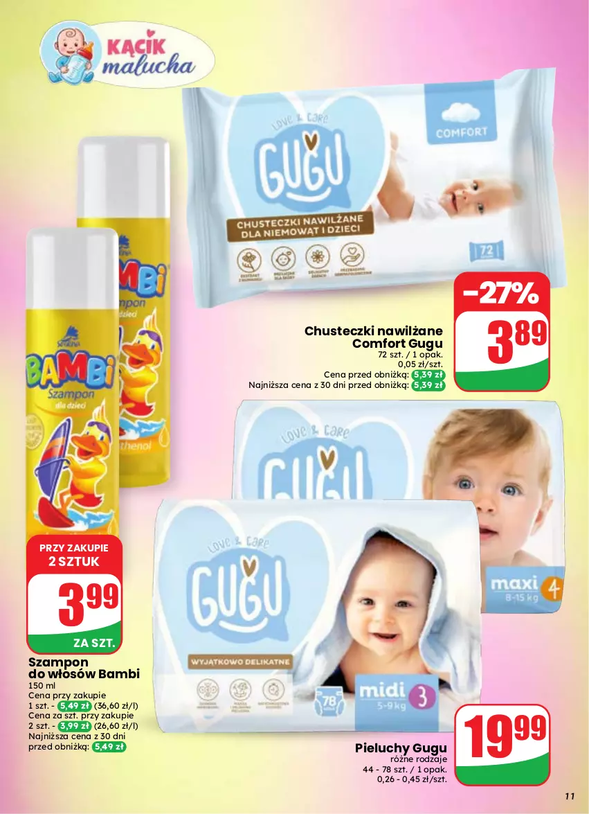 Gazetka promocyjna Dino - Gazetka 37 / 2026 - ważna 09.09 do 15.09.2026 - strona 11 - produkty: Chusteczki, Pieluchy, Szampon