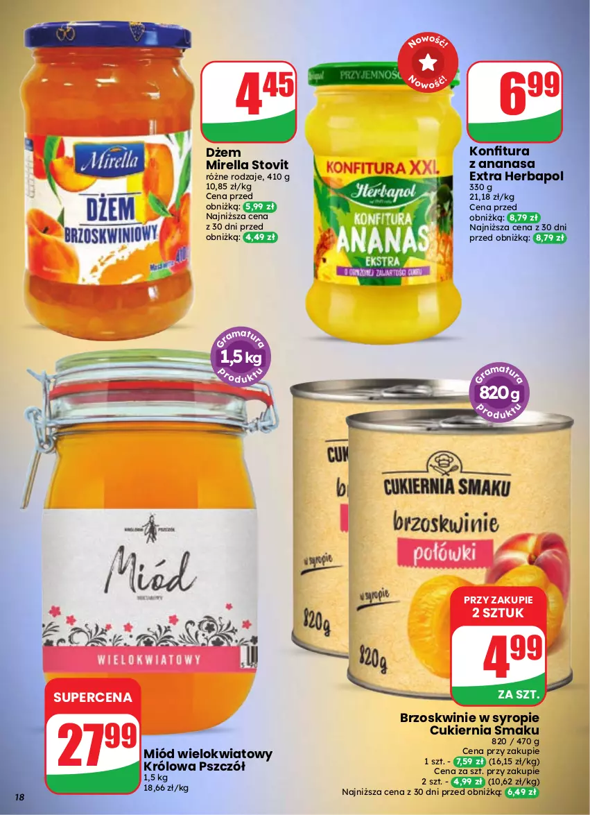 Gazetka promocyjna Dino - Gazetka 37 / 2026 - ważna 09.09 do 15.09.2026 - strona 18 - produkty: Ananas, Brzoskwinie, Cukier, Dżem, Herbapol, Konfitura, Miód, Syrop