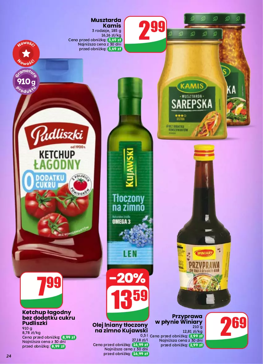 Gazetka promocyjna Dino - Gazetka 37 / 2026 - ważna 09.09 do 15.09.2026 - strona 24 - produkty: Kamis, Ketchup, Kujawski, Mus, Musztarda, Olej, Przyprawa w płynie, Pudliszki, Winiary