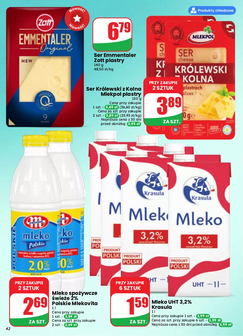 Gazetka promocyjna Dino - Gazetka 37 / 2026 - ważna 09.09 do 15.09.2026 - strona 42 - produkty: Emmental, Królewski, Mleko, Mlekovita, Ser, Zott