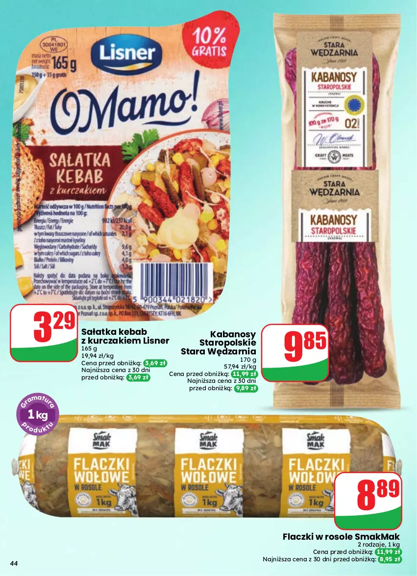 Gazetka promocyjna Dino - Gazetka 37 / 2026 - ważna 09.09 do 15.09.2026 - strona 44 - produkty: Kabanos, Kebab, Kurczak, Lisner, Sałat, Sałatka