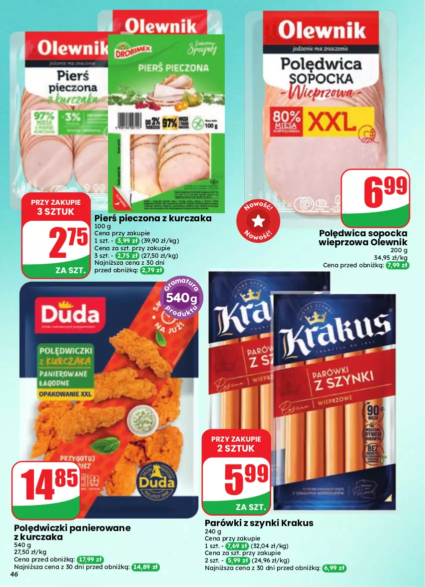 Gazetka promocyjna Dino - Gazetka 37 / 2026 - ważna 09.09 do 15.09.2026 - strona 46 - produkty: Krakus, Kurczak, Olewnik, Parówki, Parówki z szynki, Piec, Polędwica, Polędwiczki panierowane