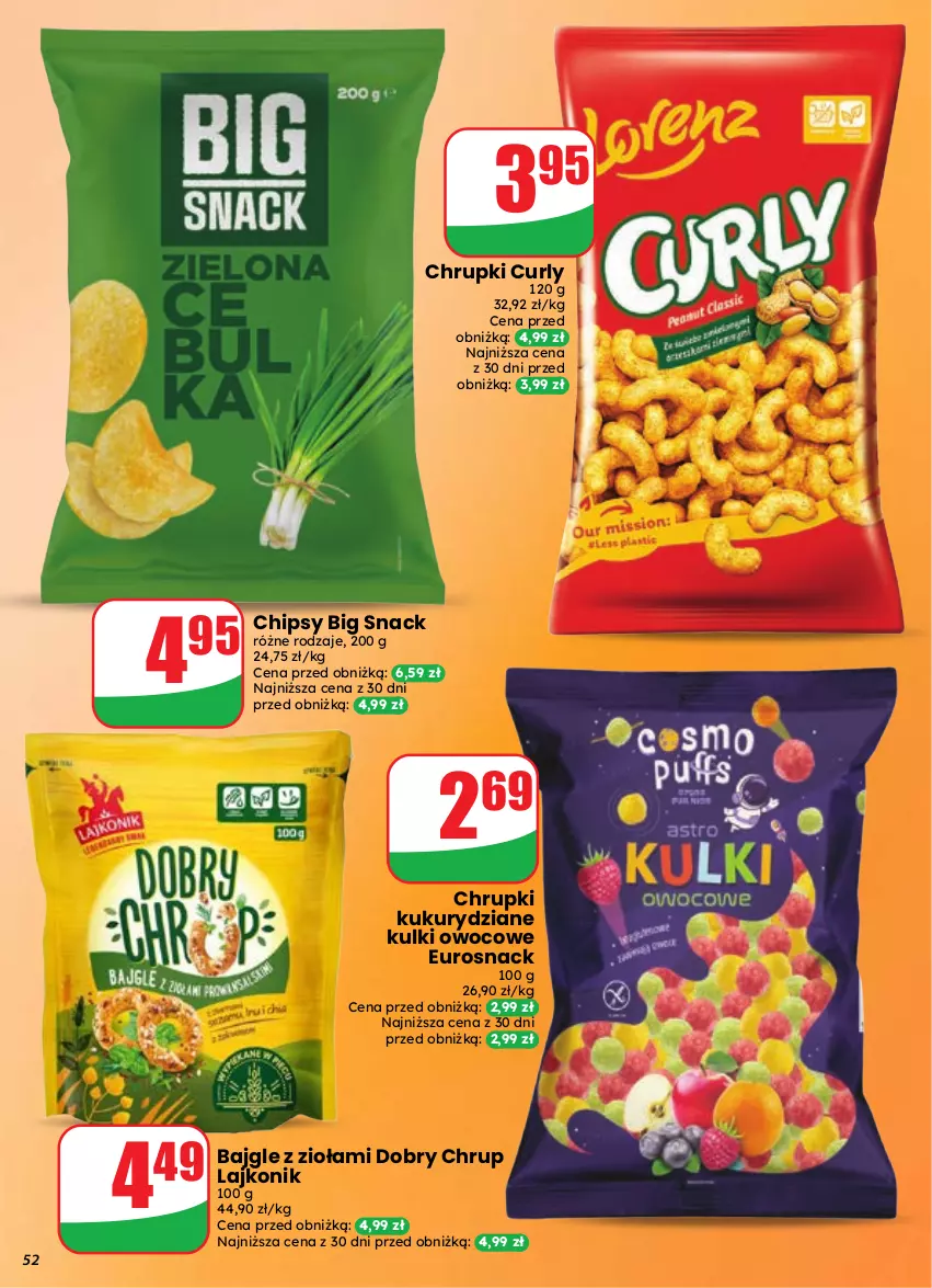 Gazetka promocyjna Dino - Gazetka 37 / 2026 - ważna 09.09 do 15.09.2026 - strona 52 - produkty: Bajgle, Chipsy, Chrupki, Lajkonik