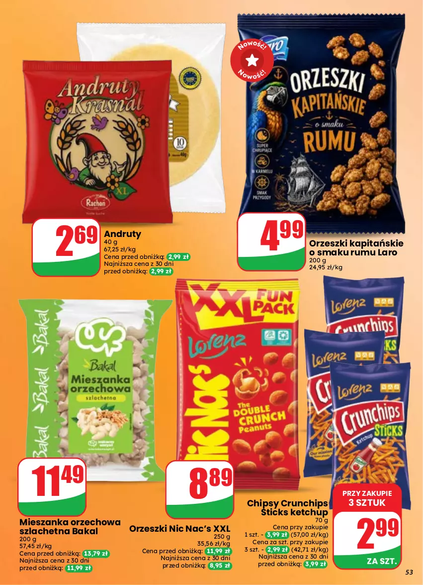 Gazetka promocyjna Dino - Gazetka 37 / 2026 - ważna 09.09 do 15.09.2026 - strona 53 - produkty: Chipsy, Crunchips, Ketchup, Mieszanka orzechowa, Orzeszki, Rum