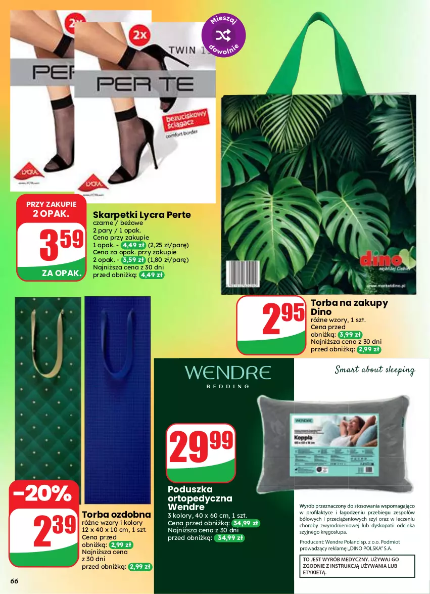 Gazetka promocyjna Dino - Gazetka 37 / 2026 - ważna 09.09 do 15.09.2026 - strona 66 - produkty: Karp, Poduszka, Skarpetki, Top, Torba, Torba na zakupy