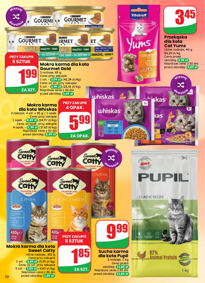 Gazetka promocyjna Dino - Gazetka 37 / 2026 - ważna 09.09 do 15.09.2026 - strona 72 - produkty: Gourmet Gold, Mokra karma, Sucha karma, Whiskas