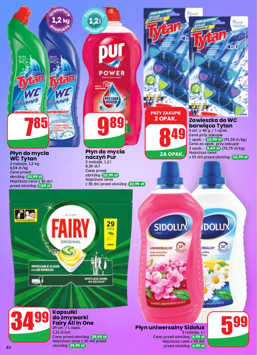 Gazetka promocyjna Dino - Gazetka 37 / 2026 - ważna 09.09 do 15.09.2026 - strona 82 - produkty: Do mycia naczyń, Fa, Fairy, Płyn do mycia, Płyn do mycia naczyń, Pur, Sidolux, Tytan, Zawieszka do wc, Zmywarki