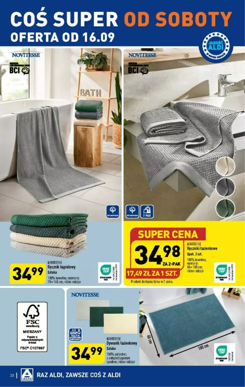 Gazetka promocyjna Aldi - ważna 11.09 do 16.09.2023 - strona 32 - produkty: Dywan, Dywanik, Dywanik łazienkowy, Fa, Papier, Ręcznik, Wełna