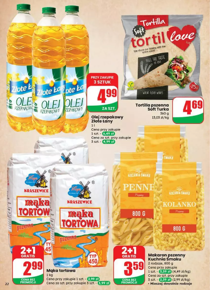 Gazetka promocyjna Dino - ważna 18.06 do 24.06.2025 - strona 15 - produkty: Kuchnia, Mąka, Mąka tortowa, Makaron, Olej, Olej rzepakowy, Tortilla