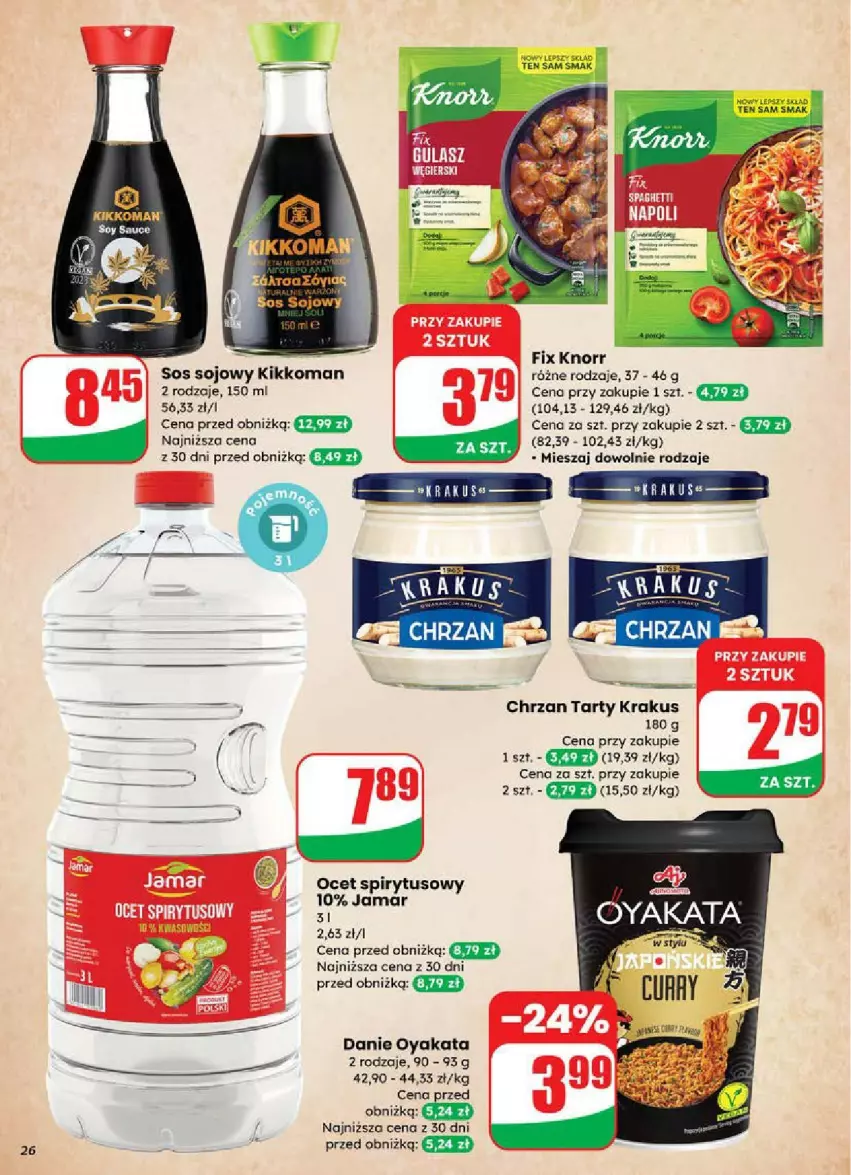 Gazetka promocyjna Dino - ważna 18.06 do 24.06.2025 - strona 19 - produkty: Chrzan, Knorr, Krakus, Ocet, Sos, Sos sojowy