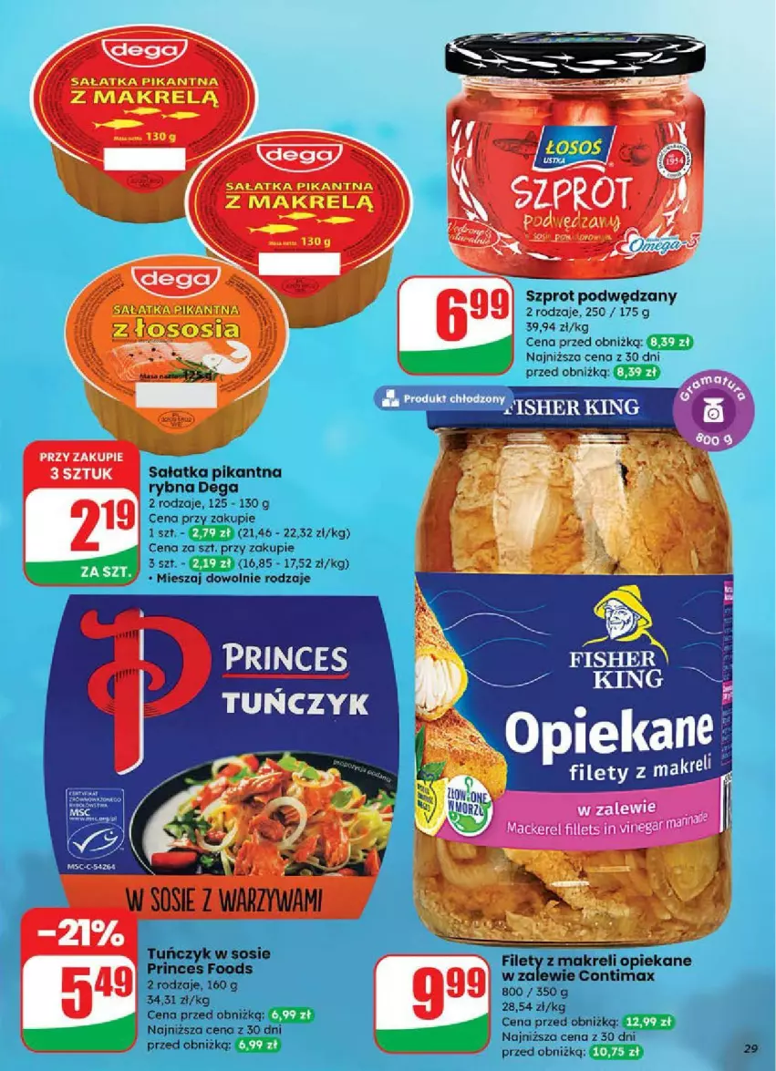 Gazetka promocyjna Dino - ważna 18.06 do 24.06.2025 - strona 22 - produkty: Dega, Fa, Filet z makreli, Makrelą, Sałat, Sałatka, Sos, Szprot, Tuńczyk