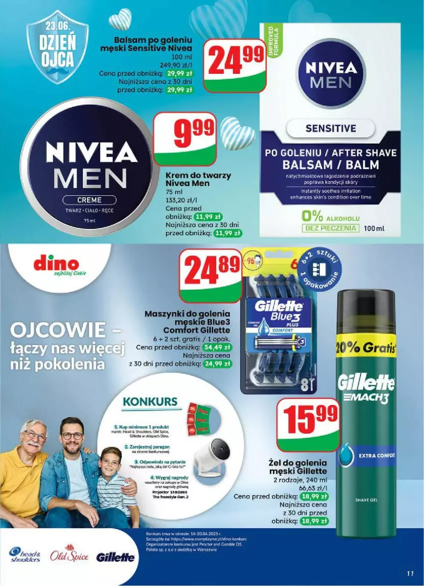 Gazetka promocyjna Dino - ważna 18.06 do 24.06.2025 - strona 3 - produkty: Balsam po goleniu, Fa, Gillette, Krem do twarzy, Nivea, Nivea Men, Tago