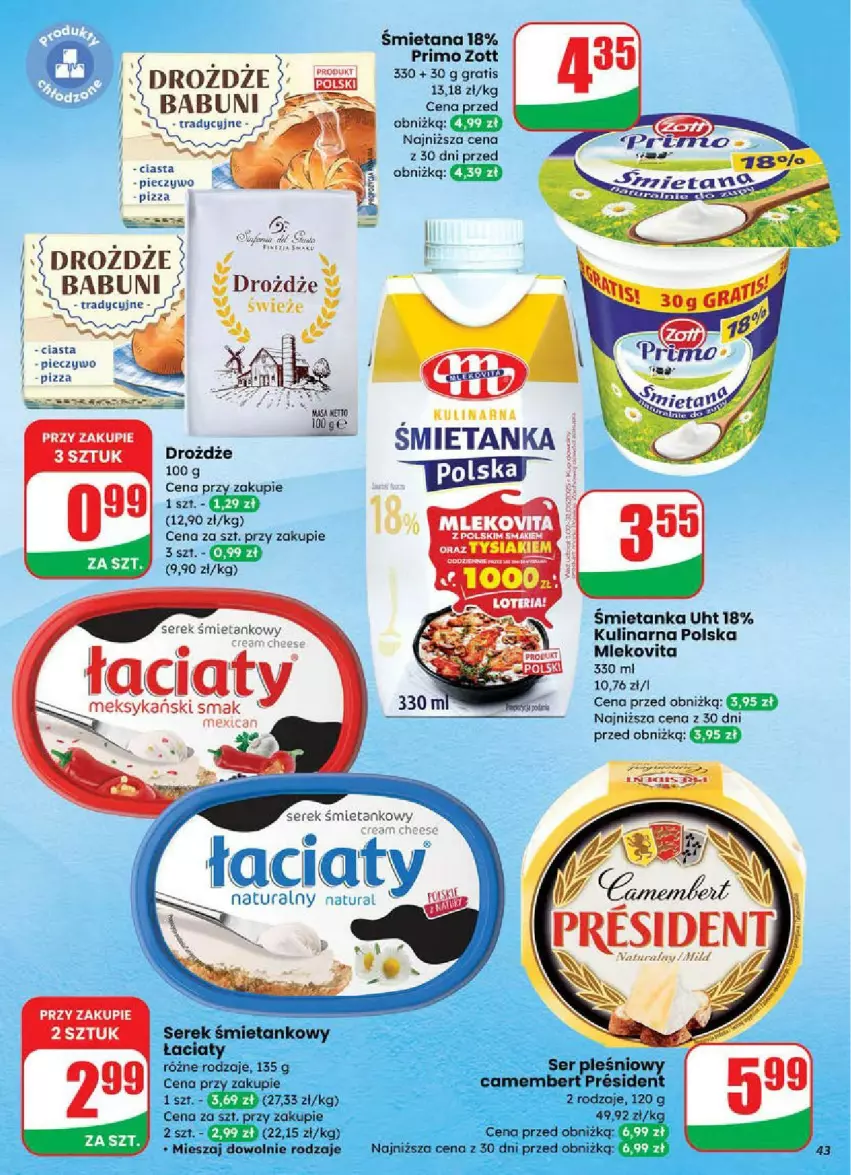 Gazetka promocyjna Dino - ważna 18.06 do 24.06.2025 - strona 38 - produkty: Babuni, Camembert, Drożdże, Fa, Mleko, Mlekovita, Piec, Pieczywo, Pizza, Ser, Serek, Zott