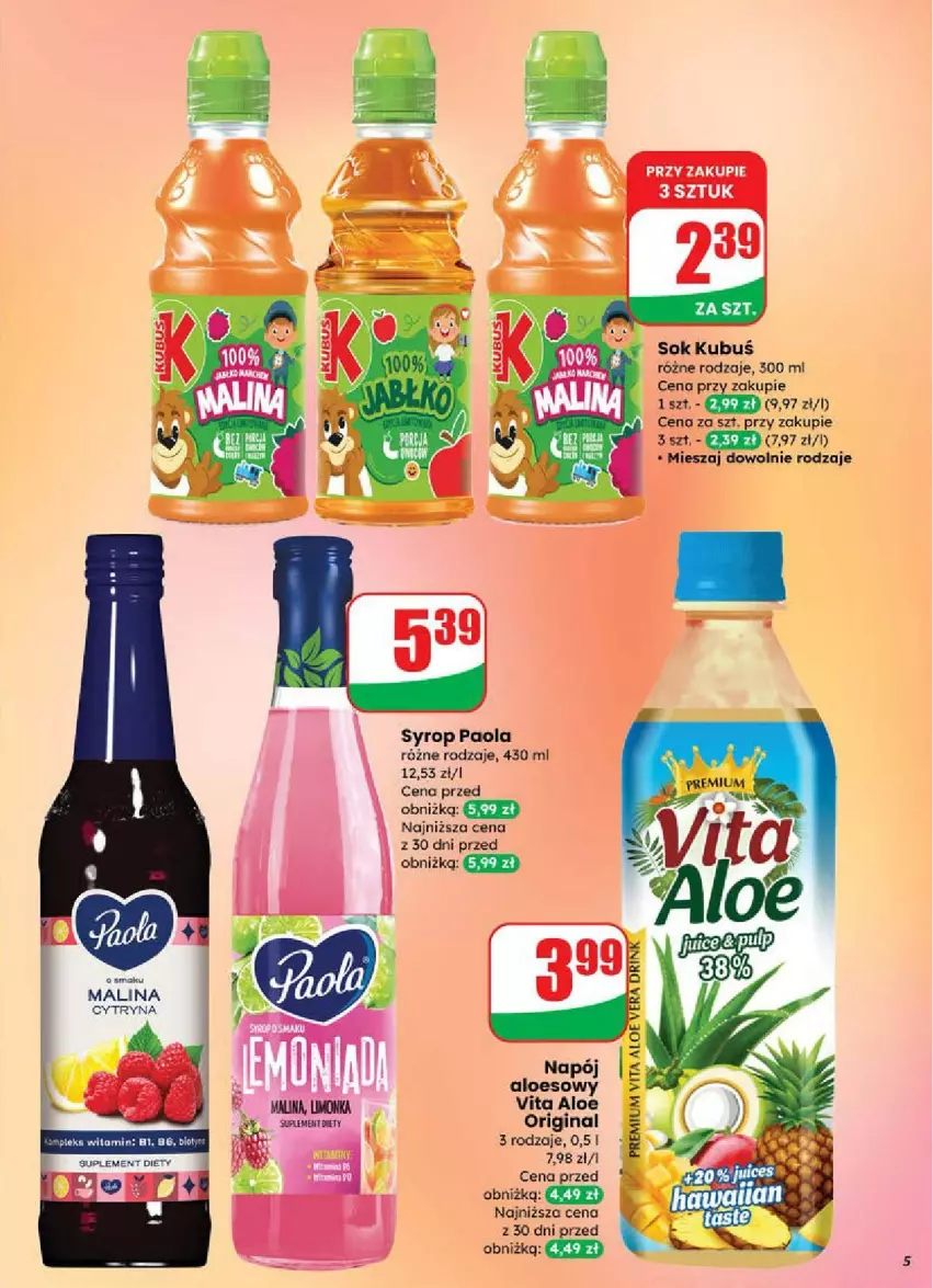 Gazetka promocyjna Dino - ważna 18.06 do 24.06.2025 - strona 45 - produkty: Gin, Kubuś, Napój, Paola, Sok, Syrop