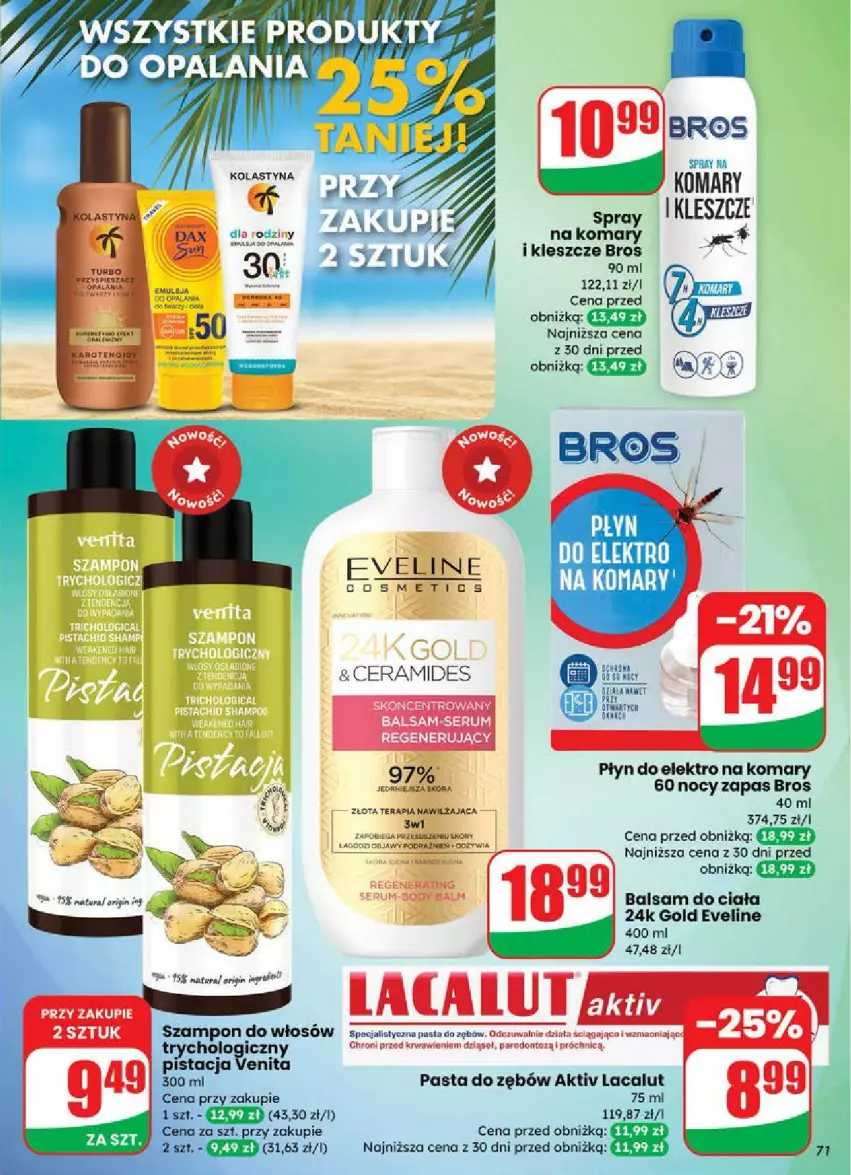 Gazetka promocyjna Dino - ważna 18.06 do 24.06.2025 - strona 69 - produkty: Balsam do ciała, Eveline, Lacalut, Pasta do zębów, Rum, Ser, Serum, Szampon