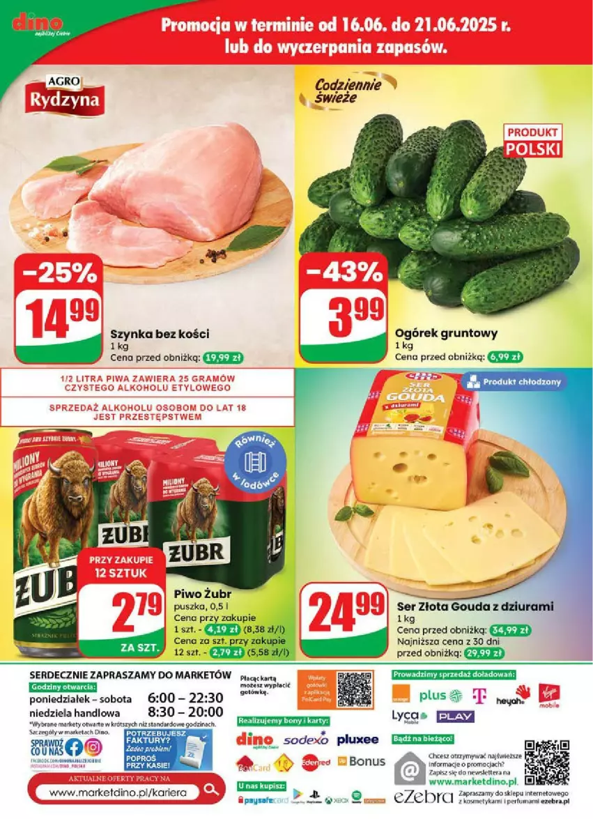 Gazetka promocyjna Dino - ważna 18.06 do 24.06.2025 - strona 74 - produkty: Gouda, Grunt, Ogórek, Piwo, Ser, Szynka, Tera