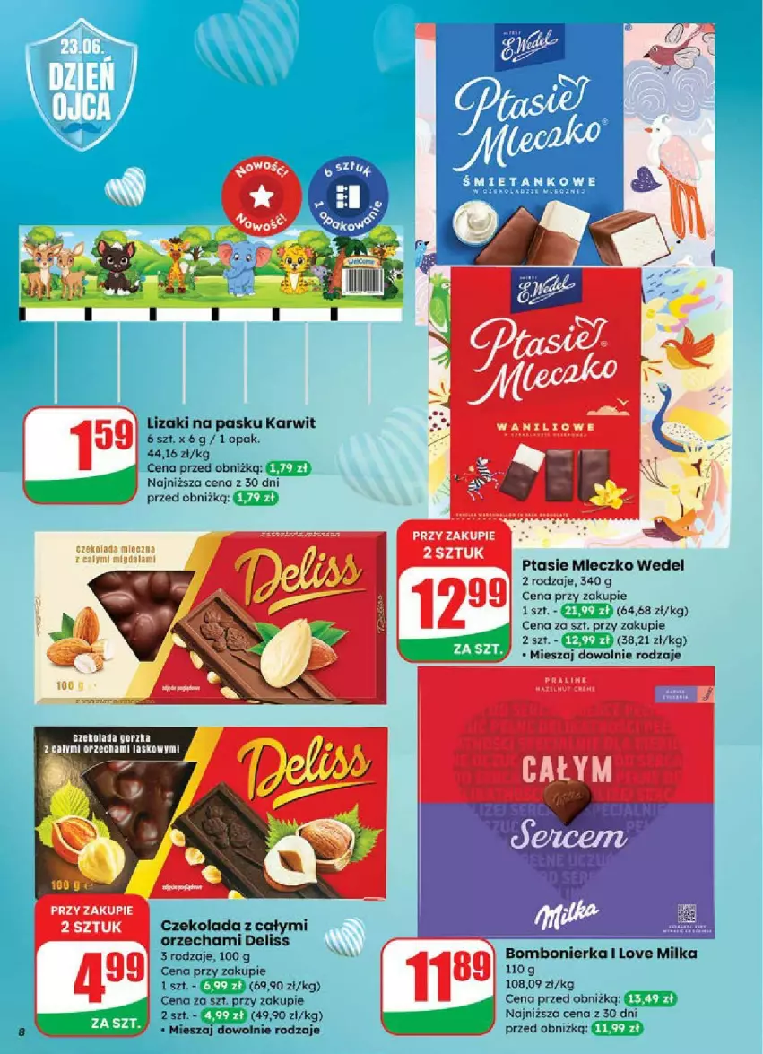 Gazetka promocyjna Dino - ważna 18.06 do 24.06.2025 - strona 75 - produkty: Czekolada, Czekolada gorzka, Deliss, Lizaki, Miecz, Milka, Mleczko, Ptasie mleczko