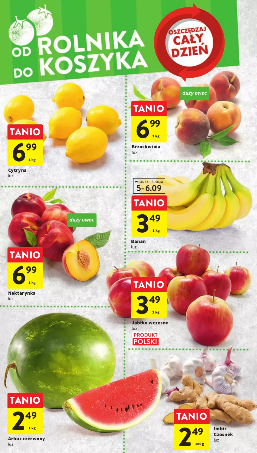 Gazetka promocyjna Intermarche - Gazetka Intermarche - ważna 31.08 do 06.09.2023 - strona 14 - produkty: Arbuz, Czosnek, Imbir, Nektar, Nektarynka