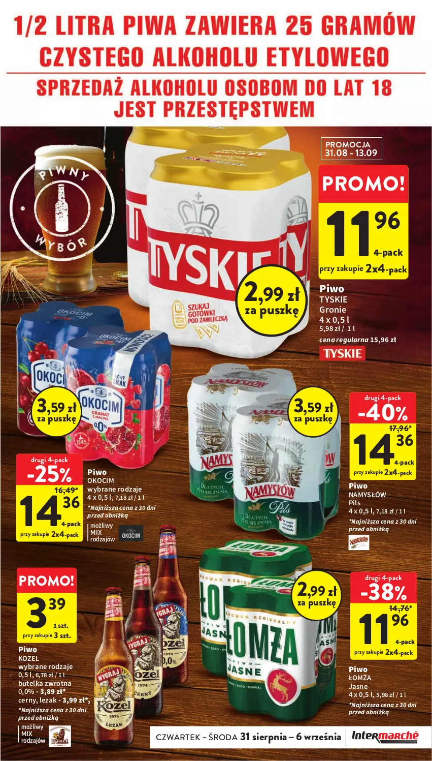 Gazetka promocyjna Intermarche - Gazetka Intermarche - ważna 31.08 do 06.09.2023 - strona 33 - produkty: Koc, Kozel, Namysłów, Okocim, Piwo, Tyskie