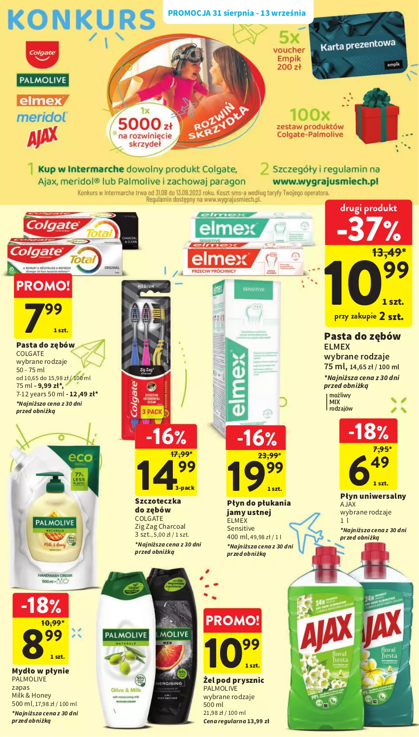 Gazetka promocyjna Intermarche - Gazetka Intermarche - ważna 31.08 do 06.09.2023 - strona 34 - produkty: Ajax, Colgate, Elmex, LG, Mydło, Mydło w płynie, Palmolive, Pasta do zębów, Płyn do płukania, Płyn do płukania jamy ustnej, Szczoteczka, Szczoteczka do zębów