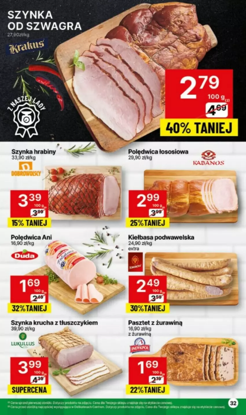 Gazetka promocyjna Delikatesy Centrum - ważna 11.03 do 13.03.2024 - strona 26 - produkty: Kiełbasa, Kiełbasa podwawelska, Pasztet, Polędwica, Sos, Szynka, Wawel