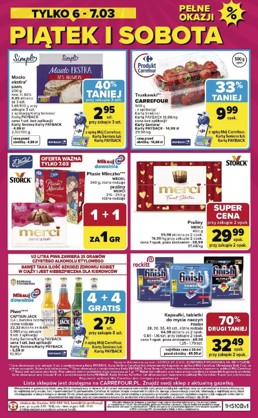 Gazetka promocyjna Carrefour - Gazetka Weekend okazji już od czwartku! - ważna 05.03 do 07.03.2026 - strona 8 - produkty: Captain Jack, Do mycia naczyń, Dres, Fa, Finish, Gra, Masło, Merci, Mleczko, Piec, Piwa, Piwo, Praliny, Ptasie mleczko, Tablet, Truskawki