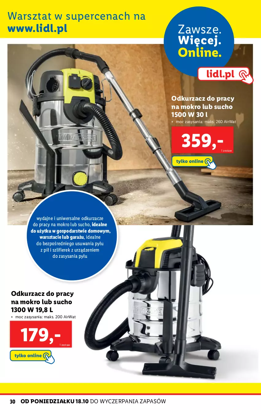 Gazetka promocyjna Lidl - KATALOG SKLEPU ONLINE WARSZAT - ważna 18.10 do 31.12.2021 - strona 30 - produkty: Garaż, Odkurzacz, Odkurzacze