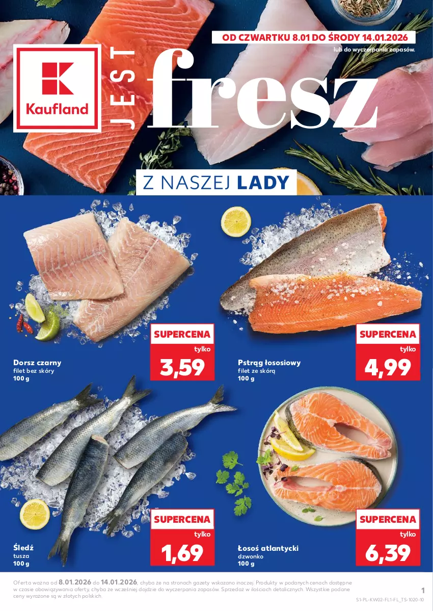 Gazetka promocyjna Kaufland - Kaufland - ważna 08.01 do 14.01.2026 - strona 1 - produkty: Dorsz, Pstrąg, Pstrąg łososiowy, Sos, Tusz