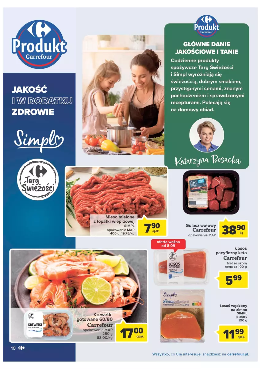 Gazetka promocyjna Carrefour - Gazetka Produkty Carrefour w mądrej cenie - ważna 06.09 do 17.09.2022 - strona 10 - produkty: Gulasz wołowy, Krewetki, Mięso, Mięso mielone, Mięso mielone z łopatki wieprzowej, Zdrowie