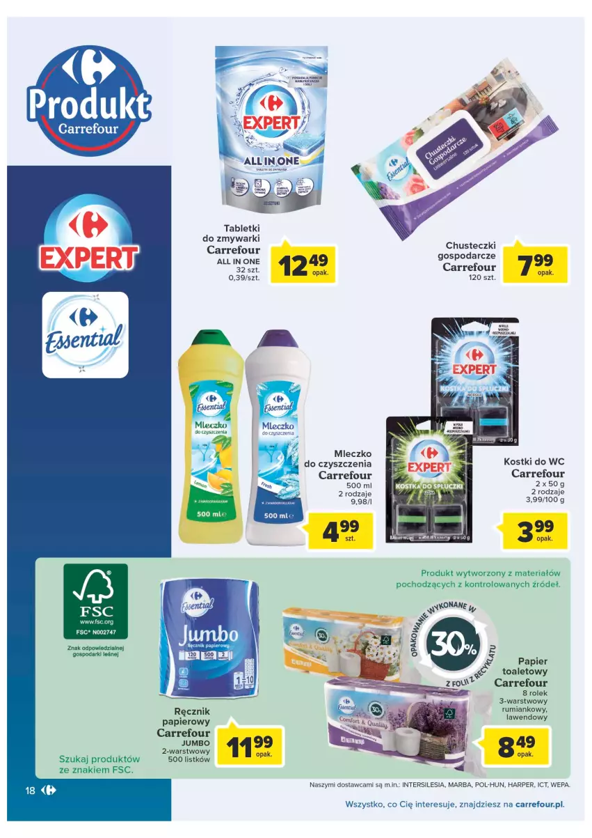 Gazetka promocyjna Carrefour - Gazetka Produkty Carrefour w mądrej cenie - ważna 06.09 do 17.09.2022 - strona 18 - produkty: Chusteczki, Mleczko, Papier, Papier toaletowy, Ręcznik, Rum, Tablet, Tabletki do zmywarki, Zmywarki