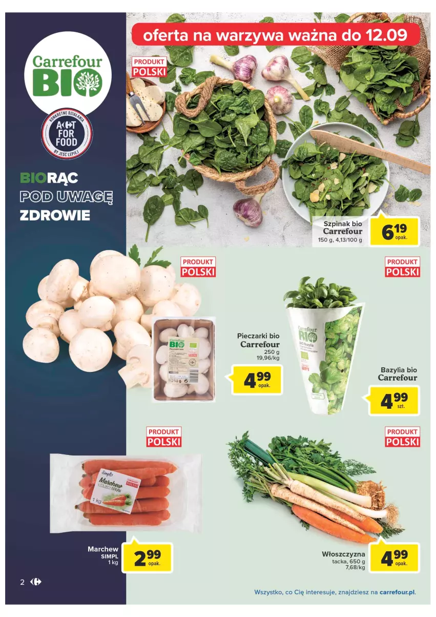 Gazetka promocyjna Carrefour - Gazetka Produkty Carrefour w mądrej cenie - ważna 06.09 do 17.09.2022 - strona 2 - produkty: Bazyl, Bazylia, Piec, Szpinak, Zdrowie