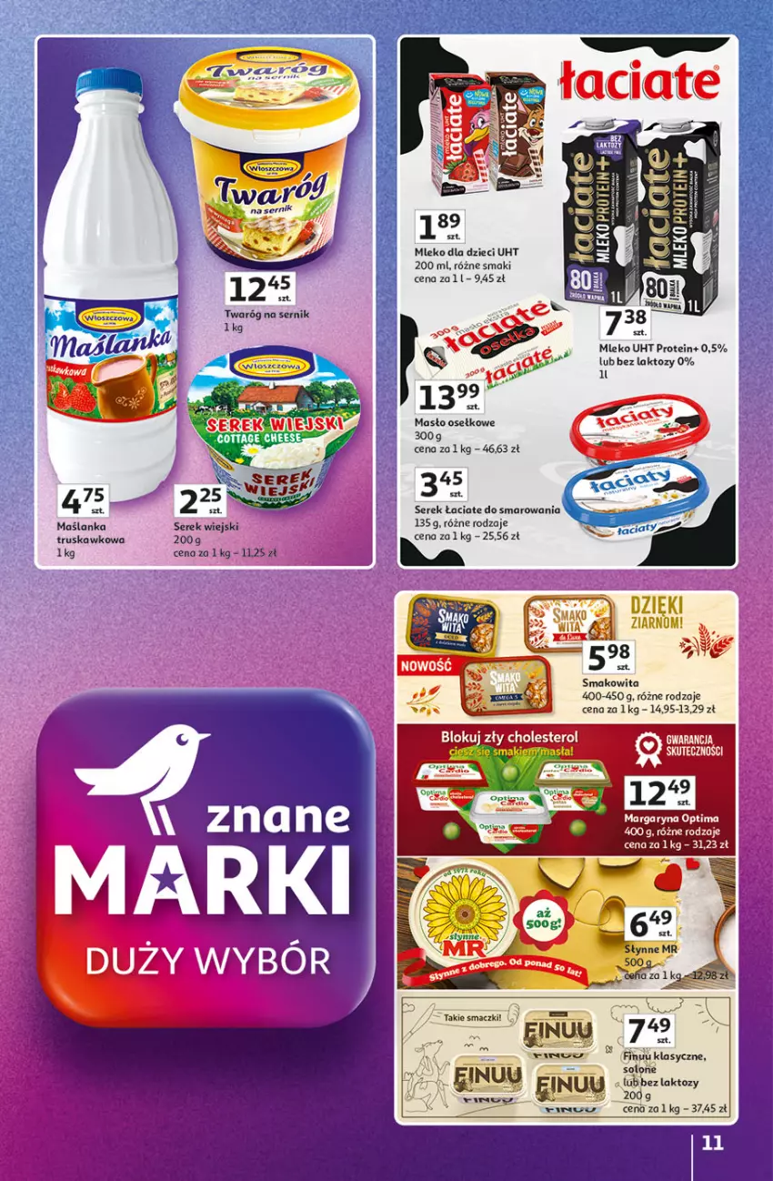 Gazetka promocyjna Auchan - Pewność Niskich Cen Hipermarket - ważna 20.03 do 26.03.2025 - strona 11 - produkty: Dzieci, Fa, Gin, Kasza, Margaryna, Maślanka, Mleko, Mleko dla dzieci, Optima, Ser, Serek, Serek wiejski, Smakowita, Twaróg