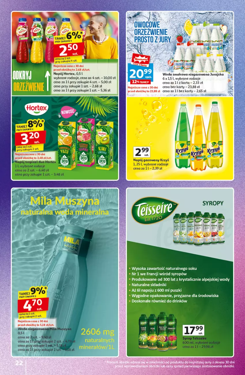 Gazetka promocyjna Auchan - Pewność Niskich Cen Hipermarket - ważna 20.03 do 26.03.2025 - strona 22 - produkty: Fa, Hortex, Mus, Napój, Ocet, Sok, Syrop, Syropy, Woda