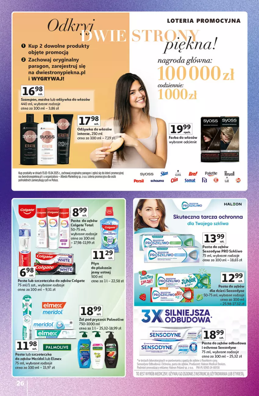 Gazetka promocyjna Auchan - Pewność Niskich Cen Hipermarket - ważna 20.03 do 26.03.2025 - strona 26 - produkty: Colgate, Colgate Total, Elmex, Fa, Gin, Gry, Leon, LG, Maska, Odżywka, Odzywka do włosów, Palma, Palmolive, Pasta do zębów, Por, Sensodyne, Szampon, Szczoteczka, Szczoteczka do zębów