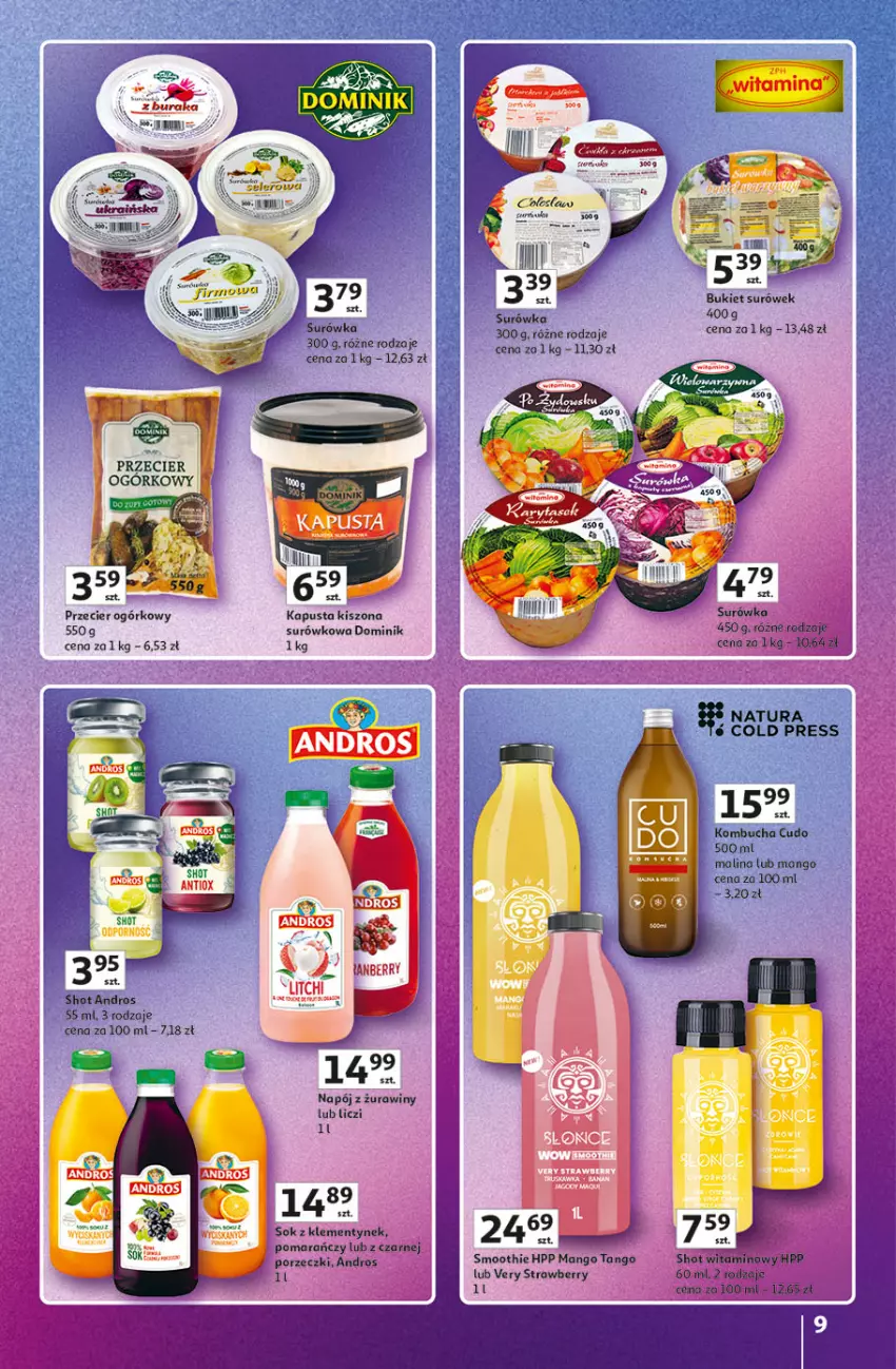 Gazetka promocyjna Auchan - Pewność Niskich Cen Hipermarket - ważna 20.03 do 26.03.2025 - strona 9 - produkty: Bukiet, HP, Liczi, Mango, Napój, Por, Smoothie, Sok, Surówka