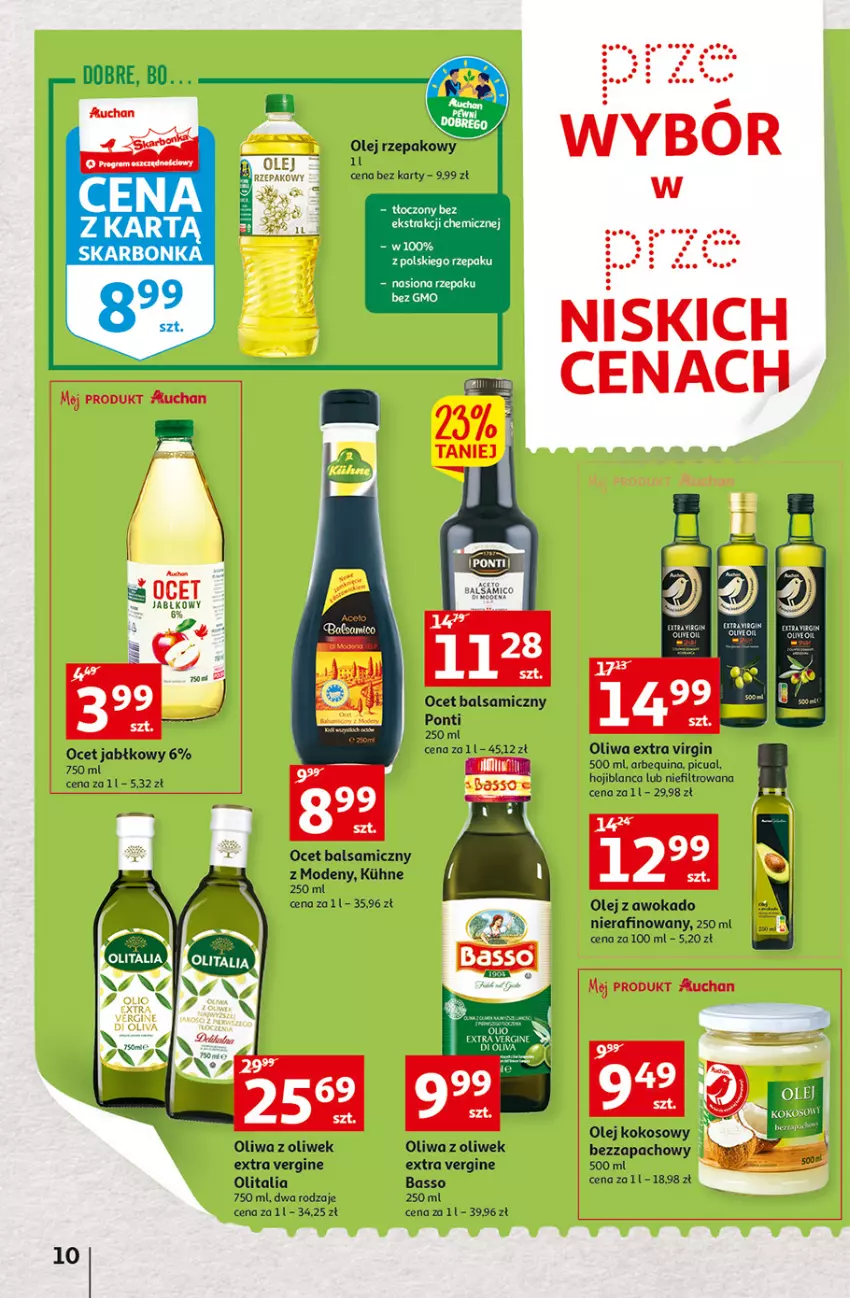 Gazetka promocyjna Auchan - Szkoła oszczędzania Temat PrzeAtrakcje cenowe Hipermarkety - ważna 18.08 do 24.08.2022 - strona 10 - produkty: Fa, Gin, Kokos, Ocet, Ocet balsamiczny, Olej, Olej kokosowy, Olej rzepakowy, Oliwa, Oliwa z oliwek, Ponti