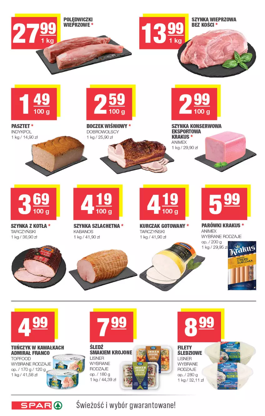 Gazetka promocyjna Spar - Spar - ważna 07.10 do 18.10.2026 - strona 4 - produkty: Boczek, Kabanos, Kawa, Krakus, Kurczak, Kurczak gotowany, Lisner, Parówki, Pasztet, Por, Ser, Sport, Szynka, Szynka konserwowa, Szynka wieprzowa, Tarczyński, Top, Tuńczyk