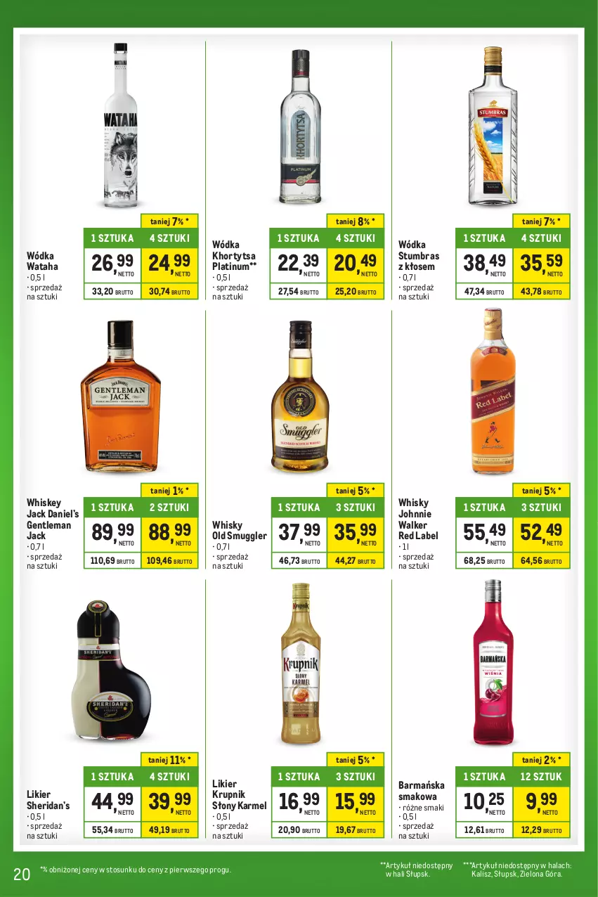 Gazetka promocyjna Makro - Kupujesz więcej płacisz mniej - oferta z alkoholem - ważna 01.10 do 31.10.2023 - strona 20 - produkty: Johnnie Walker, Krupnik, Likier, Wataha, Whiskey, Whisky, Wódka