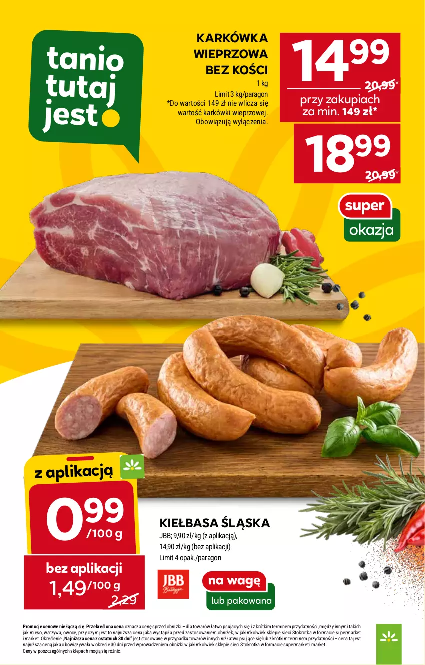 Gazetka promocyjna Stokrotka - Market - ważna 17.06 do 25.06.2025 - strona 9 - produkty: Karkówka wieprzowa, Kiełbasa, Kiełbasa śląska, Mięso, Owoce, Warzywa