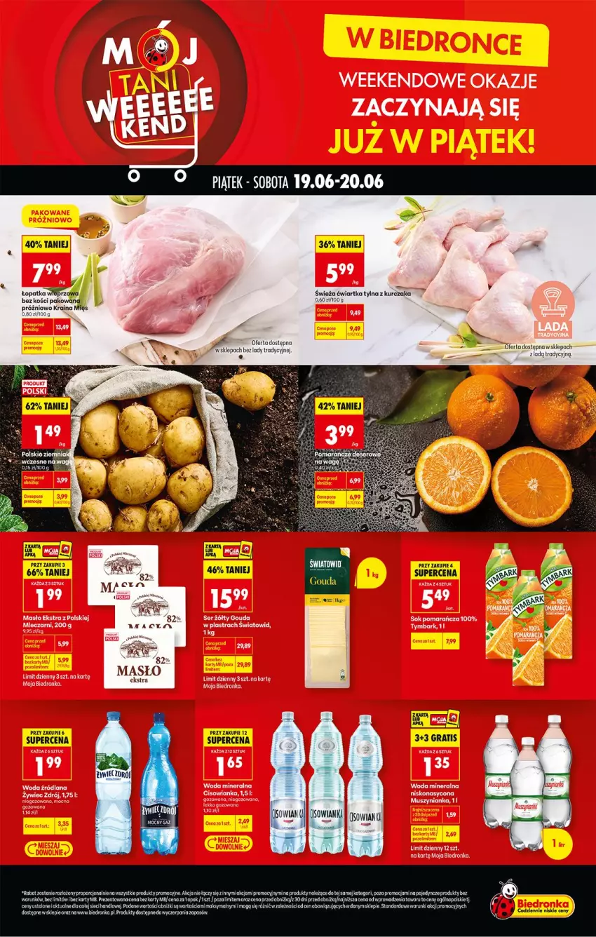 Gazetka promocyjna Biedronka - Tani Weekend - ważna 19.06 do 20.06.2026 - strona 1 - produkty: Fa, Gouda, HP, Kurczak, Masło, Por