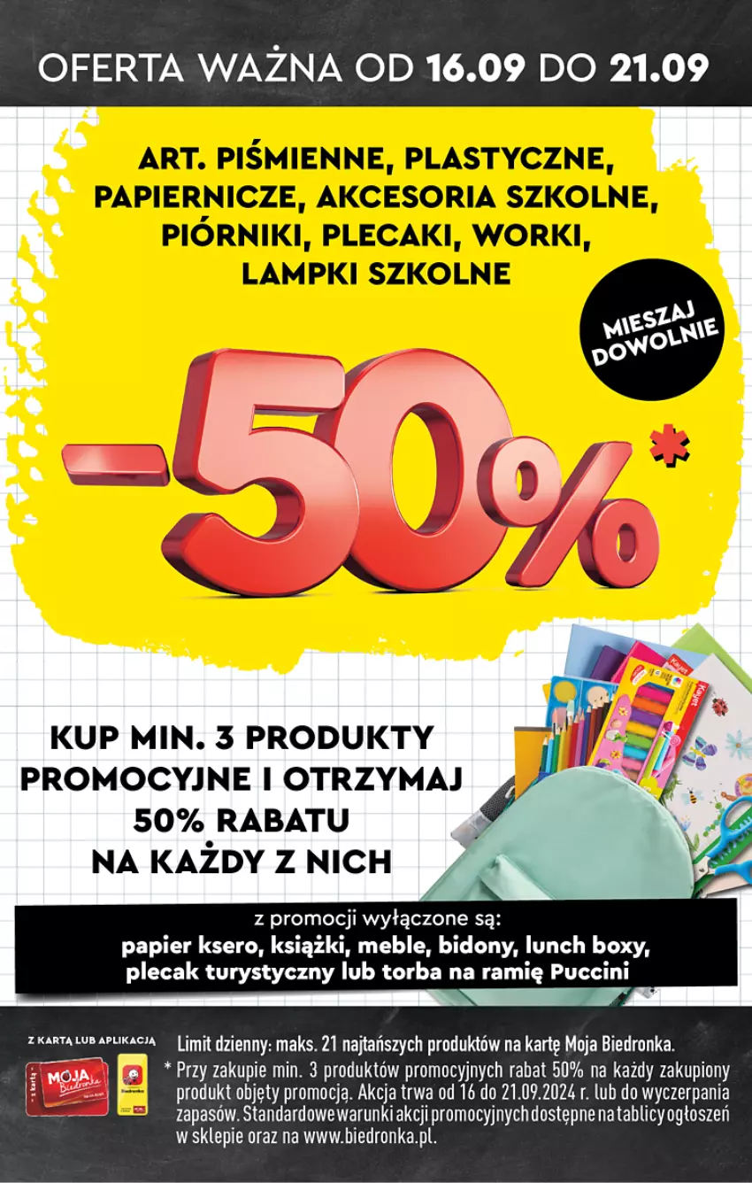 Gazetka promocyjna Biedronka - Od Poniedziałku - ważna 16.09 do 21.09.2024 - strona 15 - produkty: Feta, Lunch box, Meble, Papier, Plecak, Ser, Torba