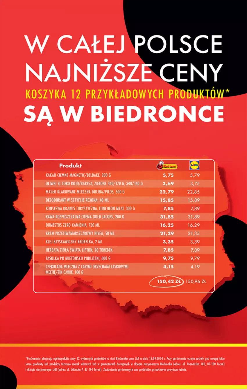 Gazetka promocyjna Biedronka - Od Poniedziałku - ważna 16.09 do 21.09.2024 - strona 2 - produkty: Czekolada, Czekolada mleczna, Dezodorant, Domestos, Dres, Fa, Gra, Herbata, Jacobs, Kakao, Kawa, Kawa rozpuszczalna, Klej, Kosz, Krem przeciwzmarszczkowy, Lipton, Mars, Nivea, Oliwki, Por, Pudliszki, Rama, Rexona