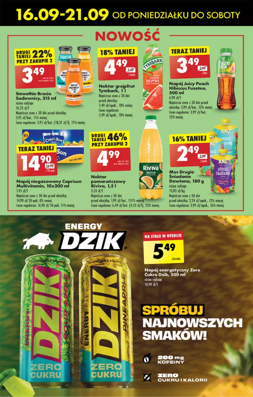 Gazetka promocyjna Biedronka - Od Poniedziałku - ważna 16.09 do 21.09.2024 - strona 59 - produkty: Dawtona, Mus, Napój, Napój energetyczny, Napój niegazowany, Nektar, Noż, Tera