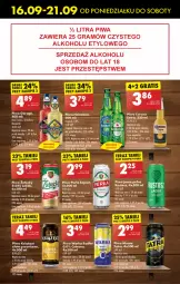 Gazetka promocyjna Biedronka - Od Poniedziałku - Gazetka - ważna od 21.09 do 21.09.2024 - strona 61 - produkty: Piwa, Piwo, Pupa, Por, Gin, Gra, Heineken, Warka, Tatra, Piwo jasne, Radler, Fa