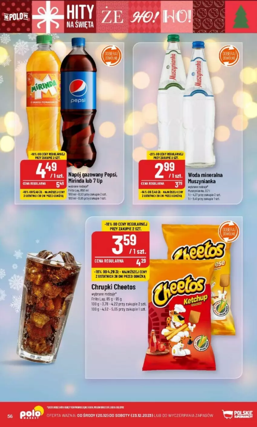 Gazetka promocyjna PoloMarket - ważna 20.12 do 23.12.2023 - strona 52 - produkty: Cheetos, Chrupki, Mirinda, Napój, Napój gazowany, Pepsi